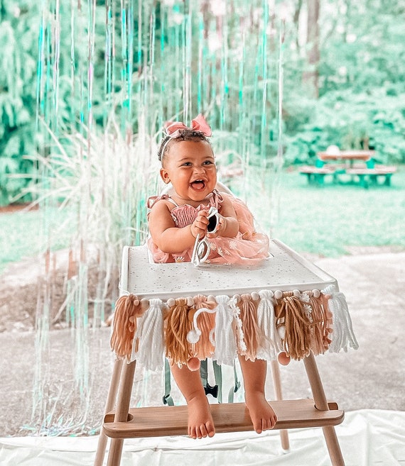 Handmade Boho First Birthday High Chair Banner - Baby Girl Party Decorations
