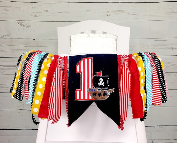 Pirate 1st Birthday High Chair Banner Fabric Banner Boy Etsy