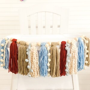 Boho Birthday High Chair Yarn Tassel Banner, High Chair Banner, Cake Smash Backdrop Banner, First Birthday, Cake Topper
