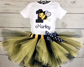 Bee 1st Birthday Tutu Outfit, Bumble Bee, Yellow and Black