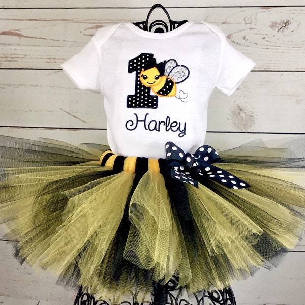 Bee 1st Birthday Tutu Outfit, Bumble Bee, Yellow and Black
