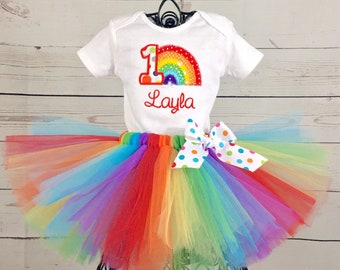 1st Birthday Rainbow Tutu Outfit, Rainbow Cake Smash