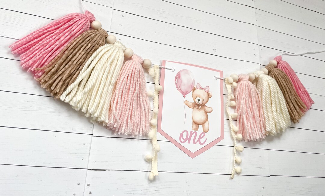Beary 1st Birthday High Chair Yarn Tassel Banner, High Chair Banner ...