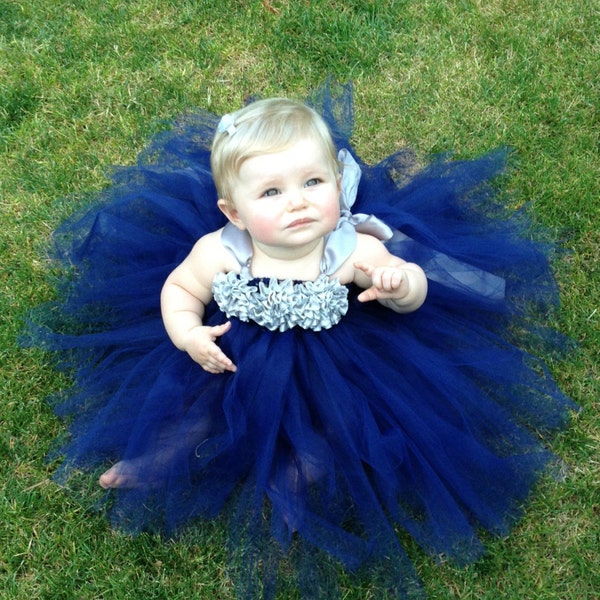 Navy Flower Girl Dress, Navy Wedding, Navy Tutu Dress, Pageant Dress