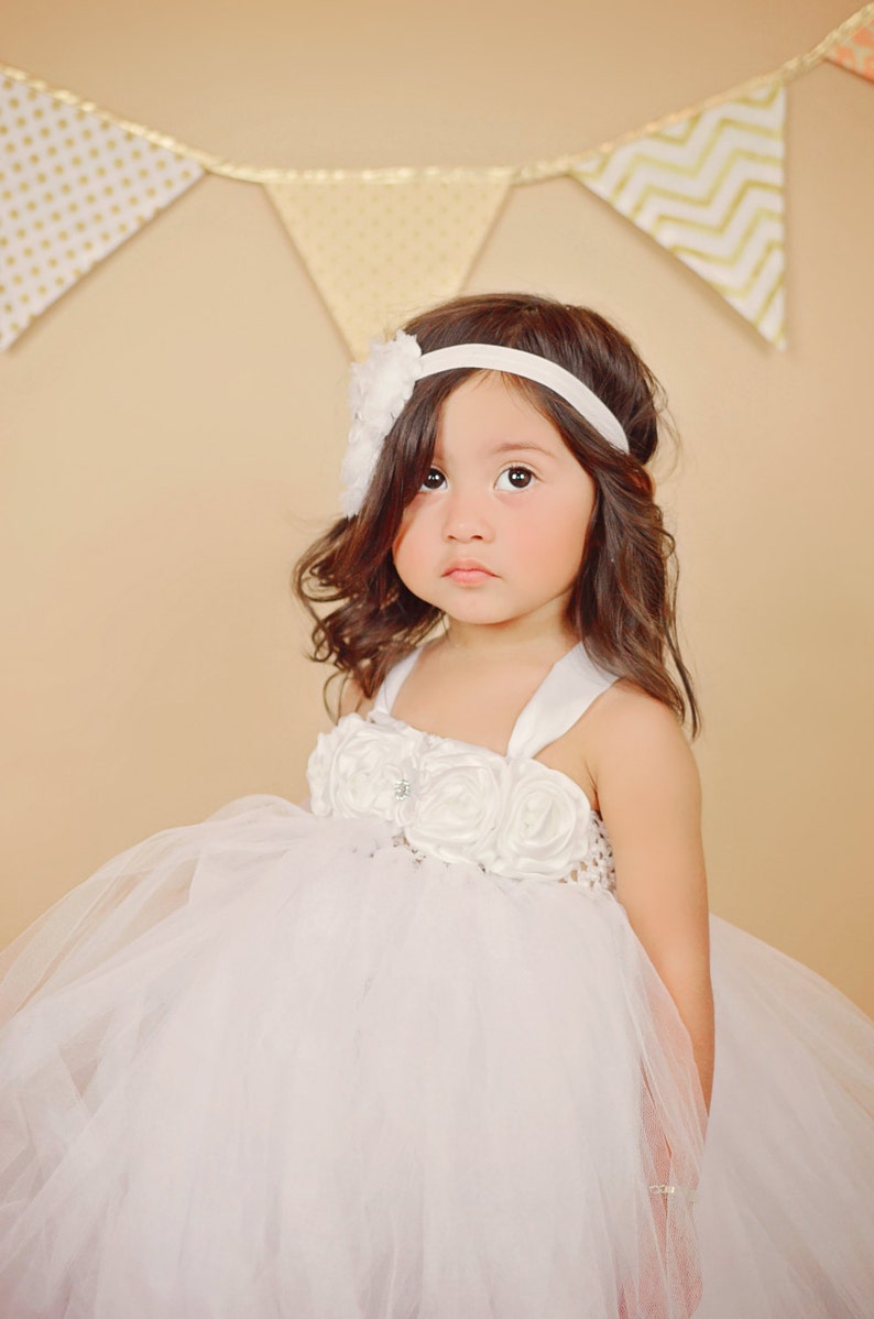 1st Birthday Baby Dress Communion Tutu Dress Custom Flower Girl Dress Angel Tutu Dress White Flower Girl Dress