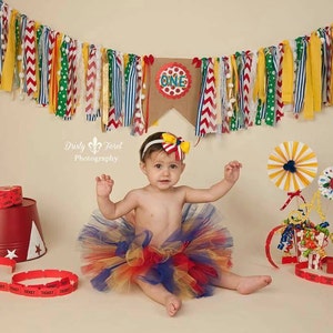 1st Birthday Circus Tutu, Carnival Tutu, Red, Royal, and Yellow Tutu, Cake Smash Circus Tutu image 2