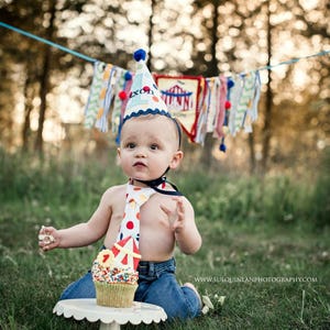 1st Birthday Circus High Chair Banner, Fabric Banner, Circus Birthday, Wall Garland, Carnival Birthday, Monthly Banner, Centerpiece image 3