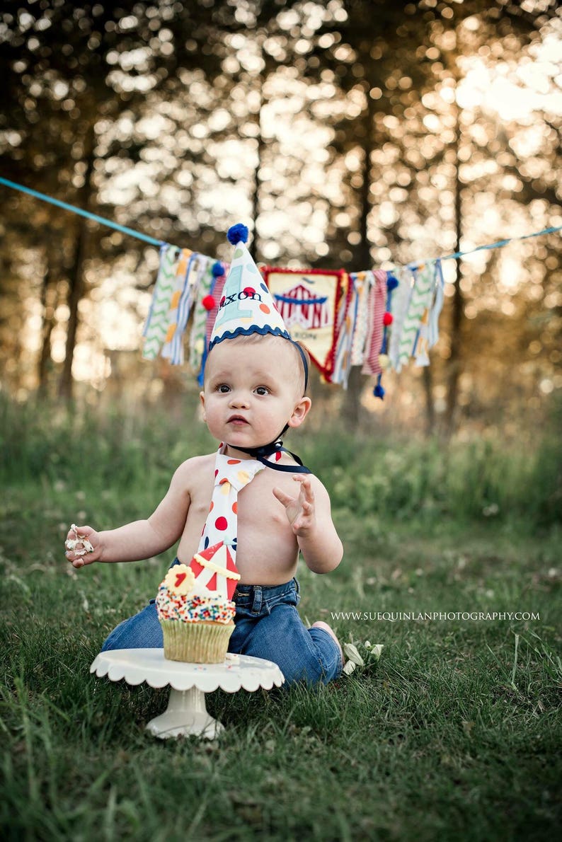 1st Birthday Circus High Chair Banner, Fabric Banner, Circus Birthday, Wall Garland, Carnival Birthday, Monthly Banner, Centerpiece image 3