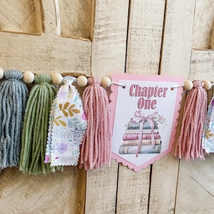 One for the Books Storybook 1 Birthday High Chair Yarn Tassel Banner, High Chair Banner, Cake Smash Backdrop Banner, First Birthday,