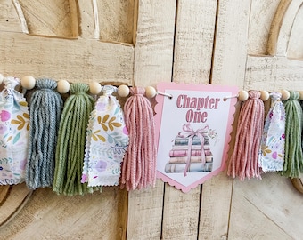 One for the Books Storybook 1 Birthday High Chair Yarn Tassel Banner, High Chair Banner, Cake Smash Backdrop Banner, First Birthday,