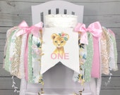 Floral Safari 1st Birthday High Chair Tutu, Can Do Custom Themes, High Chair Banner, 1st Birthday Cake Smash, HighChair Banner,