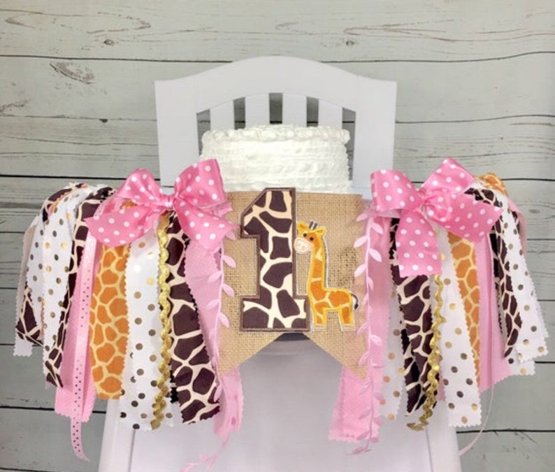 Embroidered Personalized Birthday Safari Giraffe Pink Gold Tutu Set Outfit main image 0