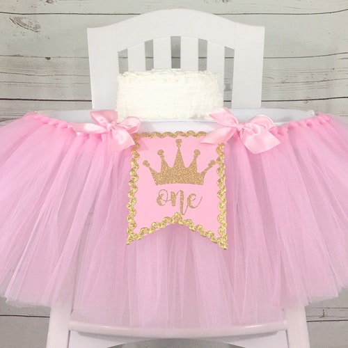 Princess 1st Birthday High Chair Tulle Tutu 1st Birthday High Etsy