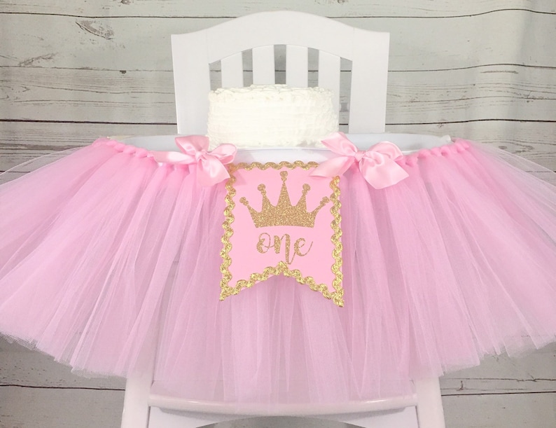 Princess 1st Birthday High Chair Tulle Tutu 1st Birthday High Etsy