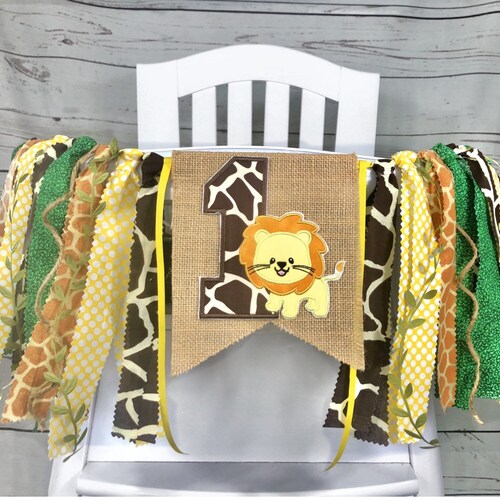 Lion Safari Jungle 1st Birthday High Chair Banner Yellow Etsy