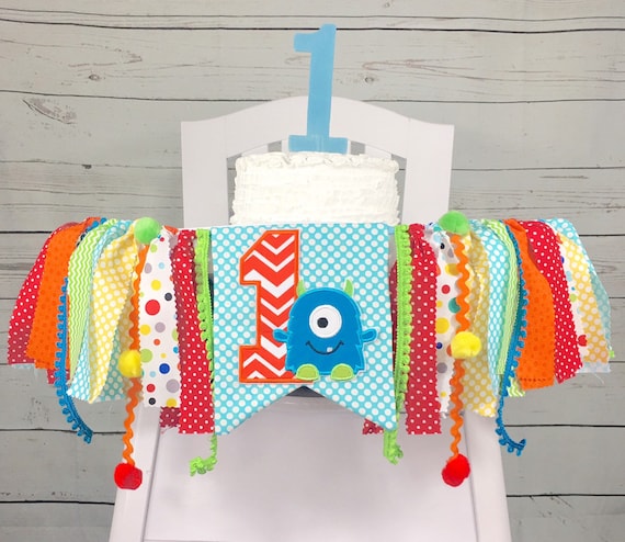 Monster 1st Birthday High Chair Banner Boy Highchair Banner Etsy