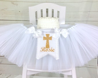 Communion High Chair Tutu, Banner, Can Be Used As Wall Banner, High Chair Tutu, Baptism Banner