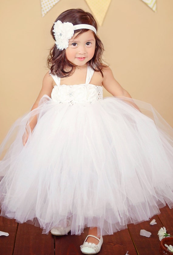 White Flower Girl Dress Angel Tutu Dress Custom Flower Girl Dress 1st Birthday Baby Dress Communion Tutu Dress Etsy
