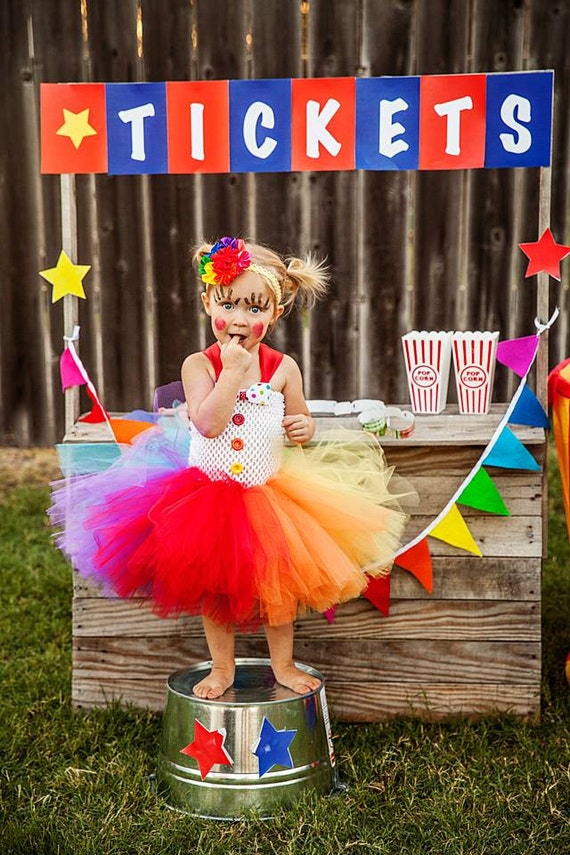 Clown Halloween Costume Tutu Dress, Rainbow Clown Halloween Tutu Dress, Rainbow Clown Birthday Tutu Dress