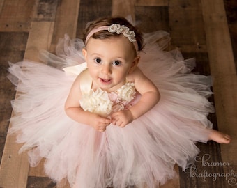 Blush Pink Cream Butterfly Birthday Tutu Dress,  1st Birthday Dress, Cake Smash Dress, Spring Garden Butterfly Dress