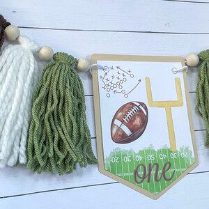 Football Birthday High Chair Yarn Tassel Banner, High Chair Banner, Cake Smash Backdrop Banner, First Birthday,