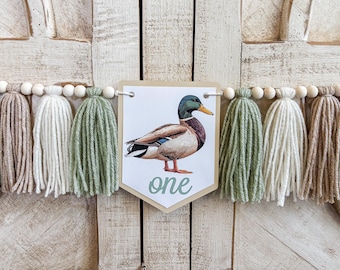 ONE Lucky Duck 1st Birthday Boy High Chair Banner, Cake Smash Backdrop Banner, First Birthday