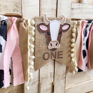 Cow Girl 1st Birthday High Chair Banner, Party Fabric Banner, Cake Smash Banner, Rodeo Banner, Backdrop Garland