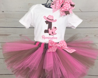 Cowgirl Tutu Outfit, Farm Party Tutu Outfit, 1st Birthday Outfit, Any Number On Shirt