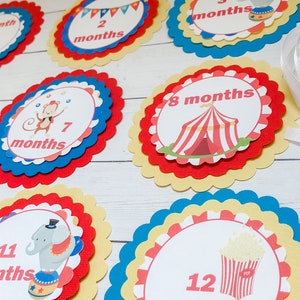 1st Birthday Circus High Chair Banner, Fabric Banner, Circus Birthday, Wall Garland, Carnival Birthday, Monthly Banner, Centerpiece image 5