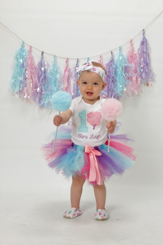 1st Birthday Cotton Candy Tutu Outfit Set - Etsy
