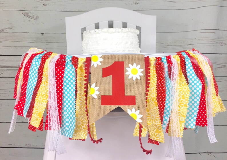 Barnyard Cake Smash Daisy High Chair Banner Picnic 1st Birthday HighChair Banner 1st Birthday Decor Farm Spring Summer
