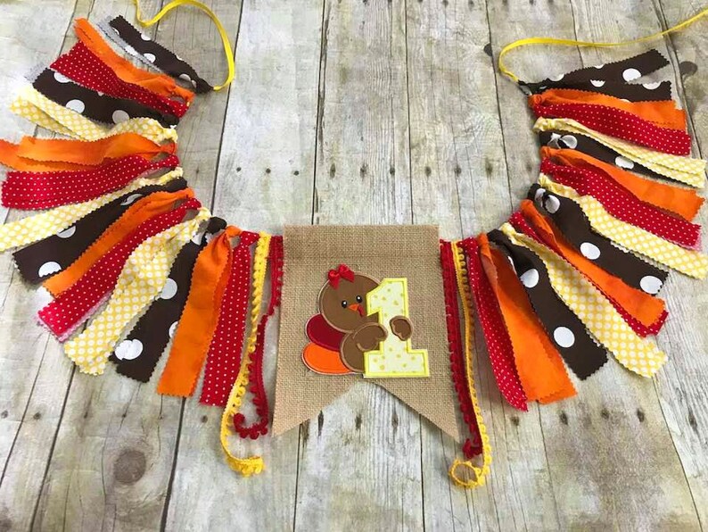 Thanksgiving Birthday High Chair Banner Turkey Highchair Banner 1st Birthday Decor Thanksgiving Garland Wall Banner Backdrop Banner