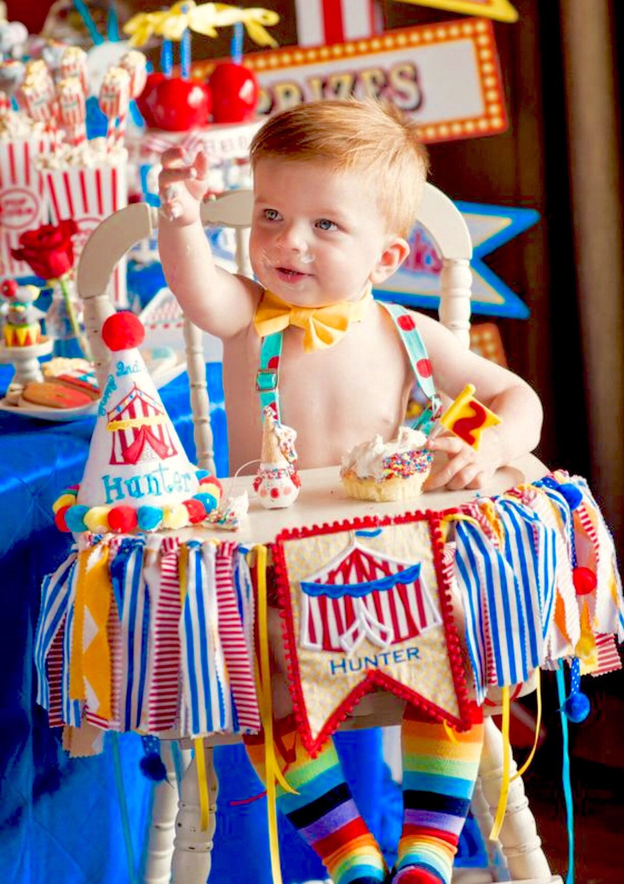 1st Birthday Circus High Chair Banner, Fabric Banner, Circus Birthday, Wall Garland, Carnival Birthday, Monthly Banner, Centerpiece