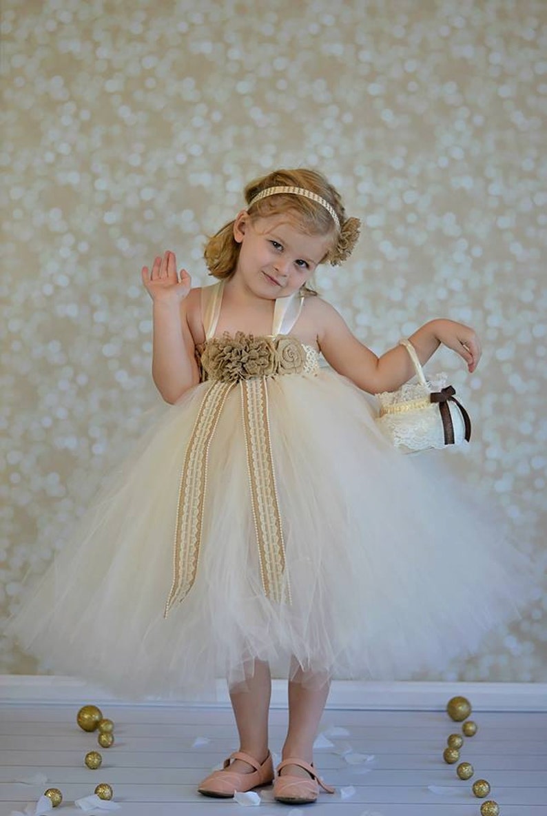 Burlap Flower Girl Dress Custom Flower Girl Dress Etsy