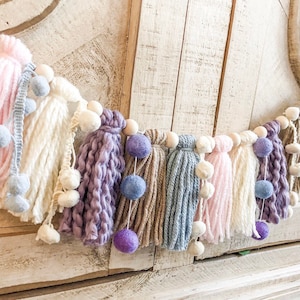 Boho Mermaid Birthday High Chair Yarn Tassel Banner, High Chair Banner, Cake Smash Backdrop Banner, First Birthday,