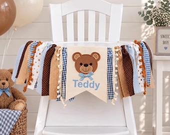 Boy Bear 1st Birthday High Chair Banner, Can Do Custom Themes, High Chair Banner, 1st Birthday Cake Smash, HighChair Banner, Highchair