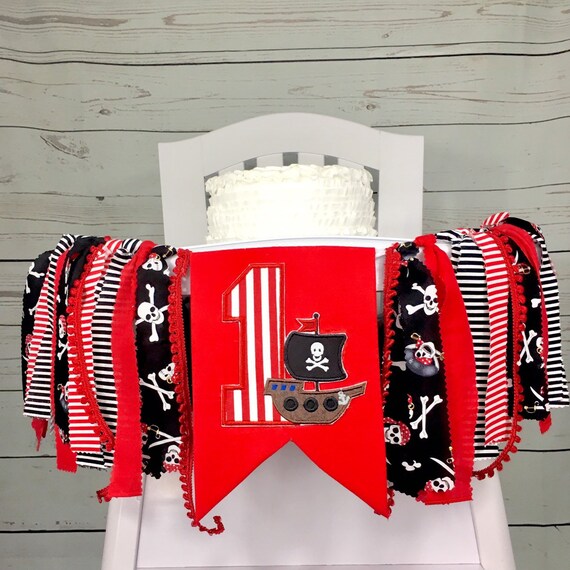 Pirate 1st Birthday High Chair Banner Fabric Banner Boy Etsy