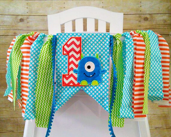 Monster 1st Birthday High Chair Banner Boy Highchair Banner Etsy