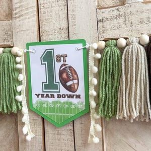 Football Birthday High Chair Yarn Tassel Banner, High Chair Banner, Cake Smash Backdrop Banner, First Birthday,