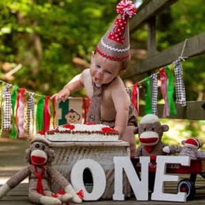 Monkey Safari Jungle 1st Birthday High Chair Banner, Safari Jungle Birthday Party Banner