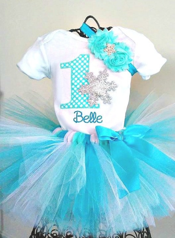 Pink Blue Snow Snowflakes Winter 1st Baby Birthday Shirt Tutu Outfit Set girl