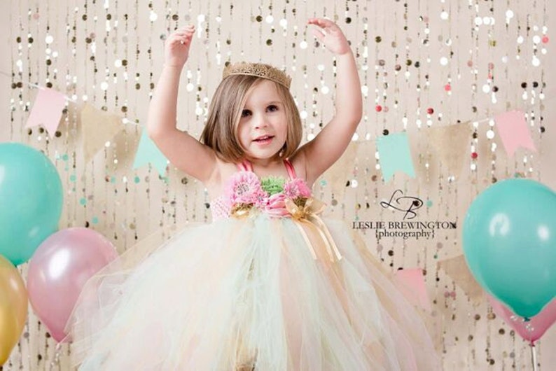 Pink and Gold Flower Girl Dress Pink Pink and Gold 1st Birthday Dress Mint and Gold Birthday Tutu Dress