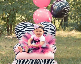 Pink and Black Zebra 1st Birthday Tutu / Photo Prop Tutu, Toddler Tutu, Newborn Tutu