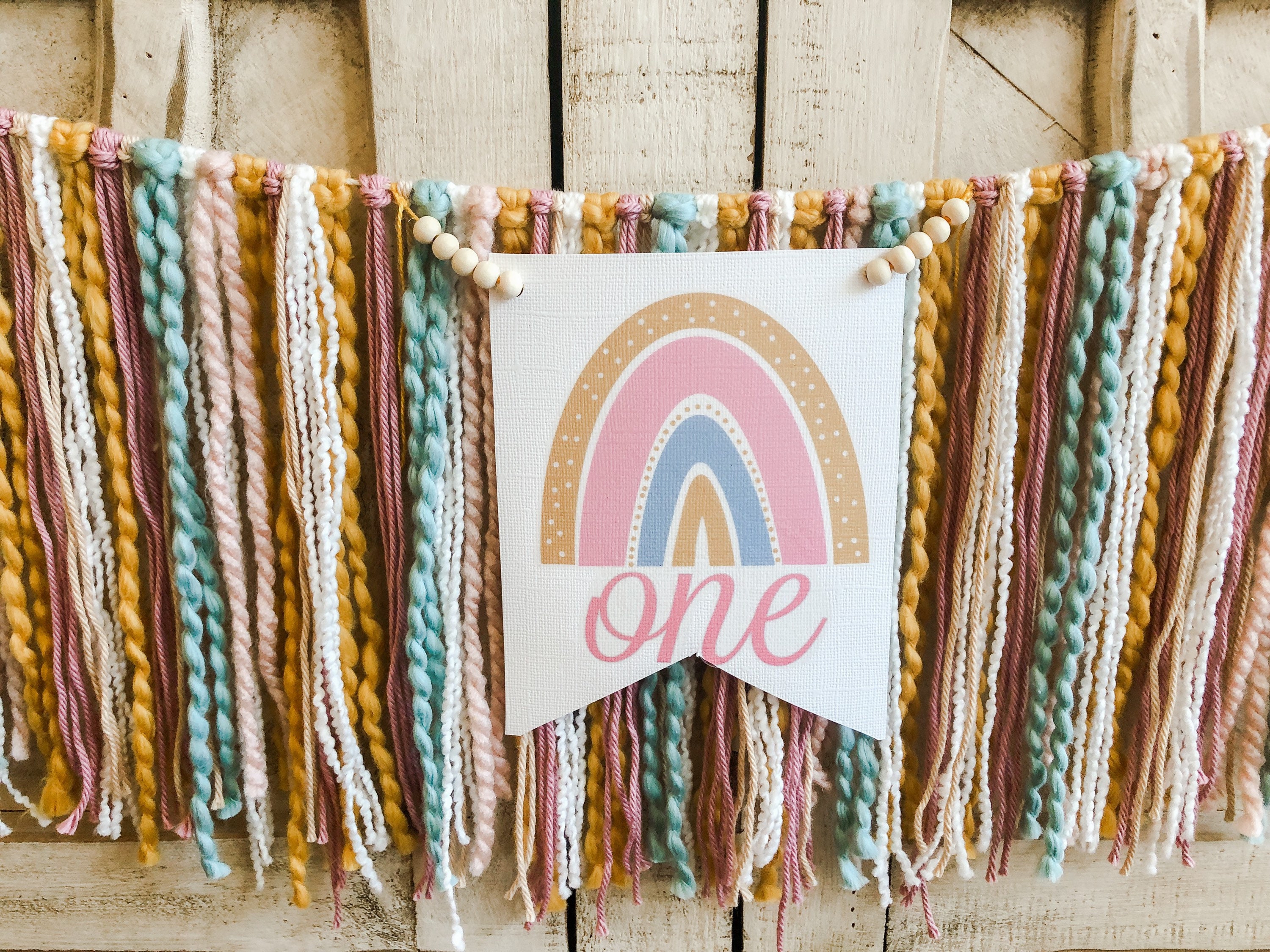 Rainbow Birthday High Chair Yarn Tassel Banner High Chair Etsy