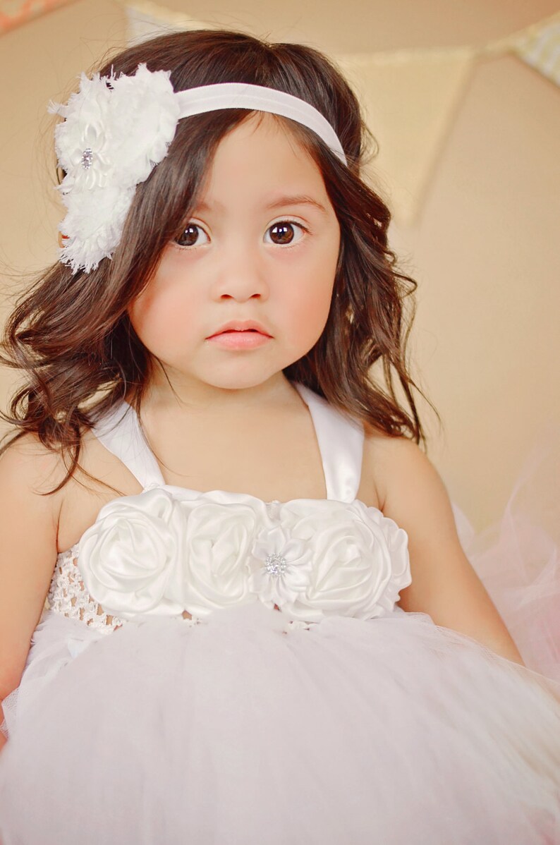1st Birthday Baby Dress Communion Tutu Dress Custom Flower Girl Dress Angel Tutu Dress White Flower Girl Dress
