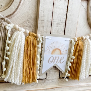 Trip Around The Sun Sunshine Birthday High Chair Yarn Tassel Banner, High Chair Banner, Cake Smash Backdrop Banner, First Birthday,