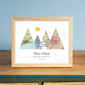 Adventure Together® Map Mountain Personalized Wedding or Anniversary Gift, Gift for Couples