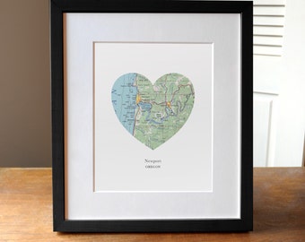 Newport Oregon Heart Map Print, Oregon Map Art, Newport City Print, Custom City Art