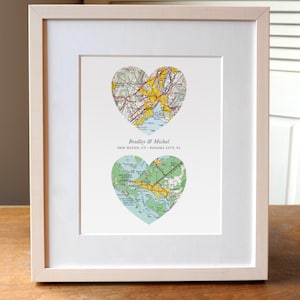 Zwei Herzen Hochzeit Karte Kunstdruck Geschenk, zwei Herzen Karte, Hochzeitsgeschenk, Verlobung, Jahrestag Geschenk, Karte Kunst, Herz