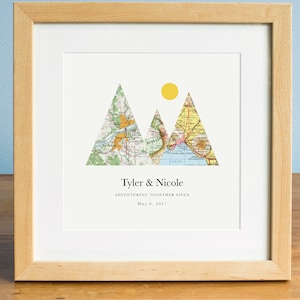 Adventure Together® Map Mountain Regalo di nozze personalizzato o regalo di anniversario per coppie, fidanzamento, regalo per lei, lui, genitori